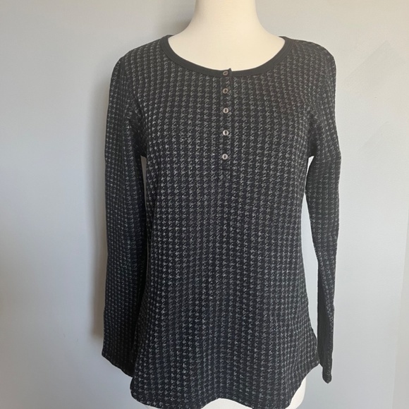 Scotch & Soda Houndstooth Dark Blue Casual Lurex Tee Buttons Cotton Sweater Top - Picture 2 of 10